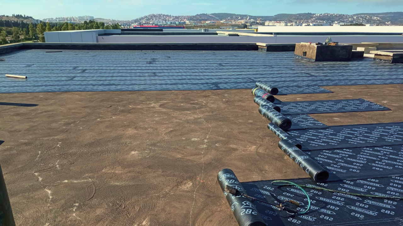 Modern pool and building